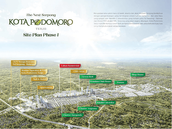 Kota Serpong Baru dengan area seluas 650 Ha